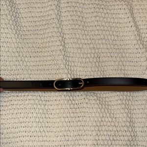 Abercrombie & Fitch Black Leather Belt with Silver Buckle